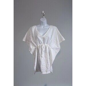 Ralph Lauren White Eyelet Drawstring Coverup Top Size Beach Pool Resort